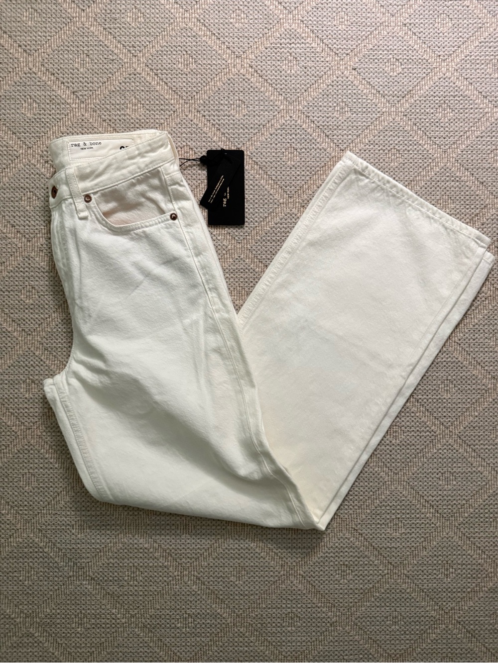 rag & bone White Wide-Leg High-Rise Jeans
